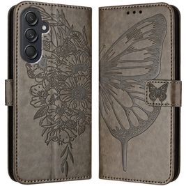 Mobigear Butterfly Housse Samsung Galaxy M55 Etui Porte-Monnaie - Gris