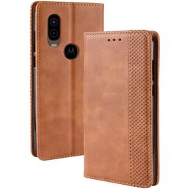 Mobigear Sensation Housse Motorola One Vision Etui Porte-Monnaie - Cognac