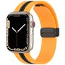 Mobigear Stripe Mag Bracelet Silicone Apple Watch Fermeture magnétique - 42/41/40/38 mm - Noir / Jaune