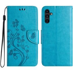 Mobigear Flowers Housse Samsung Galaxy A56 Etui Porte-Monnaie - Bleu