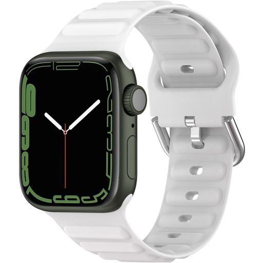 Mobigear Bumpy Bracelet Silicone Apple Watch Fermeture boucle ardillon - 49/46/45/44 mm - Blanc