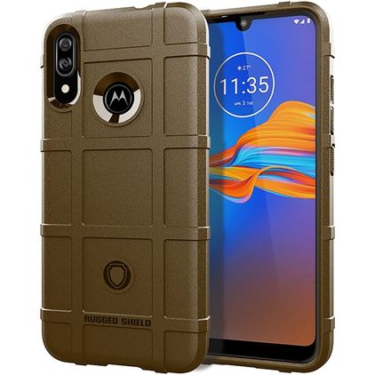 Mobigear Rugged Shield Coque Motorola Moto E6 Plus Coque arrière en TPU Souple Anti-Chocs - Marron