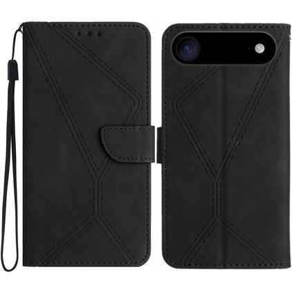 Mobigear Stitch iPhone Air Étui Portefeuille - Noir
