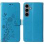 Mobigear Flowers Housse Samsung Galaxy S24 FE Etui Porte-Monnaie - Bleu