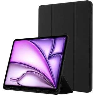 Mobigear Tri-Fold Gel Coque iPad Air 13 Pouces (2024) Etui en TPU,Similicuir + Porte-crayon - Noir