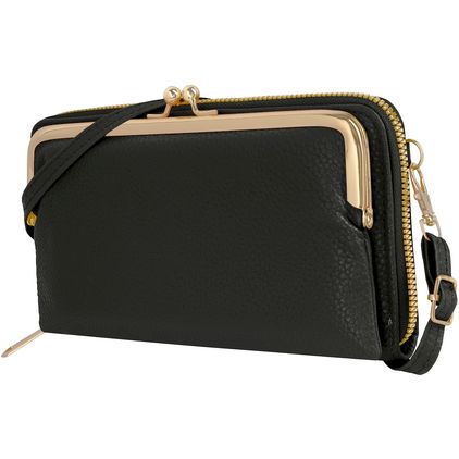 Antonio Fonzo Crossbody Clutch Snap Sac téléphone - Large - Noir