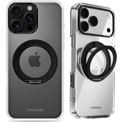 Mobilize 360 Rotating Ring Coque iPhone 16 Pro Max MagSafe Coque arrière Rigide avec Anneau-Support - Noir