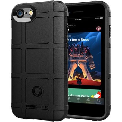 Mobigear Rugged Shield Coque iPhone SE (2022) Coque arrière en TPU Souple Anti-Chocs - Noir