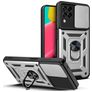 Mobigear Armor Ring Cam Slide Coque Samsung Galaxy M53 Coque arrière Rigide Anti-Chocs avec Anneau-Support - Argent