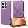 Mobigear Flowers Housse Xiaomi 14T Pro Etui Porte-Monnaie - Violet