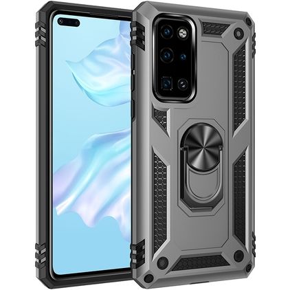 Mobigear Armor Ring Coque Huawei P40 Coque arrière Rigide Anti-Chocs avec Anneau-Support - Gris