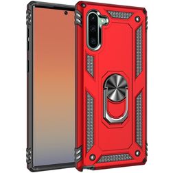 Mobigear Armor Ring Coque Samsung Galaxy Note 10 Coque arrière Rigide Anti-Chocs avec Anneau-Support - Rouge