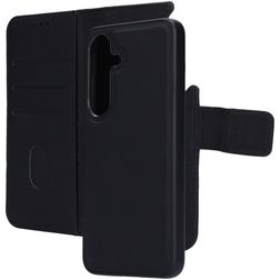 Mobiparts Housse Samsung Galaxy S25 Etui avec Coque Détachable en Cuir Véritable Porte-Monnaie - Noir