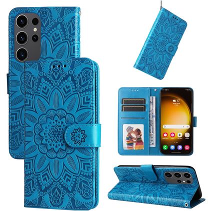 Mobigear Sunflower Housse Samsung Galaxy S24 Ultra Etui Porte-Monnaie - Bleu