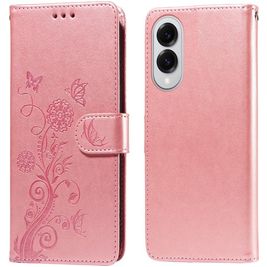 Mobigear Flowers Housse Samsung Galaxy S25 Edge Etui Porte-Monnaie - Rose doré