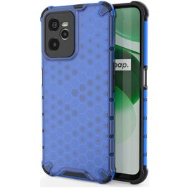 Mobigear Honeycomb Coque Realme C35 Coque arrière Rigide Anti-Chocs - Bleu