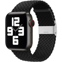 Mobigear Braided Bracelet Nylon pour Apple Watch Fermeture à pince - 49/46/45/44 mm - Noir