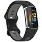 Mobigear Sport Dual Bracelet Silicone Fitbit Charge 5 Fermeture à clou et passant - Noir / Gris