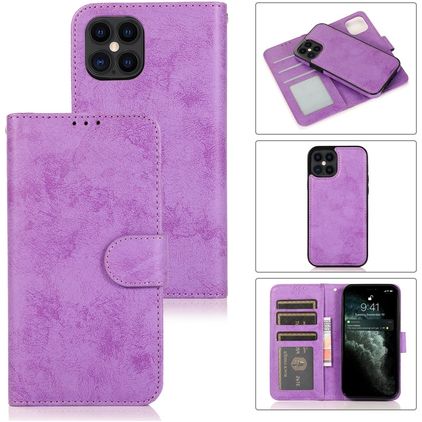 Mobigear Wallet iPhone 12 Pro Coque Étui 2en1 avec coque amovible Portefeuille - Violet