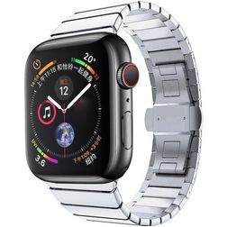 Mobigear Madrid Bracelet Acier pour Apple Watch Fermeture boucle déployante - 42/41/40/38 mm - Argent