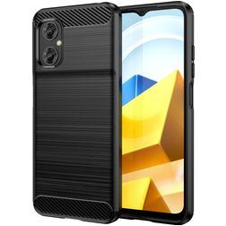Mobigear Brushed Slim POCO M5 TPU souple Coque arrière - Noir