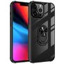 Mobigear Crystal Ring Coque iPhone 14 Plus Coque arrière Rigide avec Anneau-Support - Transparent / Noir