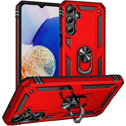 Mobigear Armor ring Samsung Galaxy A16 Plastique rigide Coque arrière Antichoc avec bague de maintien - Rouge