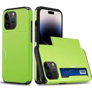 Mobigear Card Coque iPhone 15 Pro Coque arrière Rigide Anti-Chocs avec Porte-Cartes - Vert