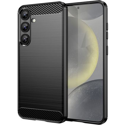 Mobigear Brushed Slim Coque Samsung Galaxy S25 Plus Coque arrière en TPU Souple - Noir
