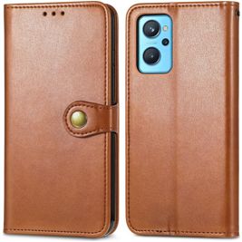Mobigear Snap Button Housse Realme 9i Etui Porte-Monnaie - Marron
