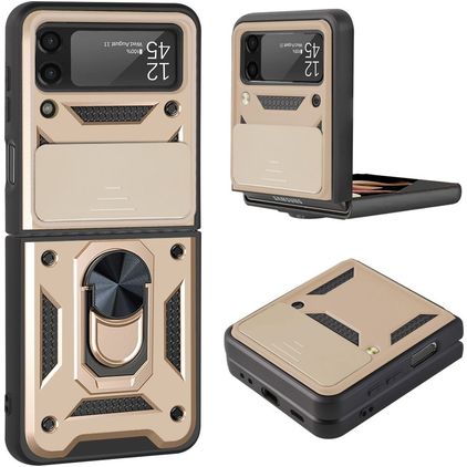 Mobigear Armor Ring Coque Samsung Galaxy Z Flip 3 Coque arrière Rigide Anti-Chocs avec Anneau-Support - Or