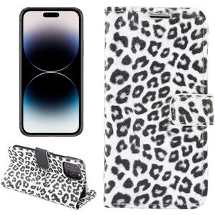 Mobigear Leopard Housse iPhone 14 Pro Max Etui Porte-Monnaie - Blanc