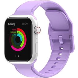 Mobigear Dashed Bracelet Silicone Apple Watch Fermeture boucle ardillon - 49/46/45/44 mm - Violet
