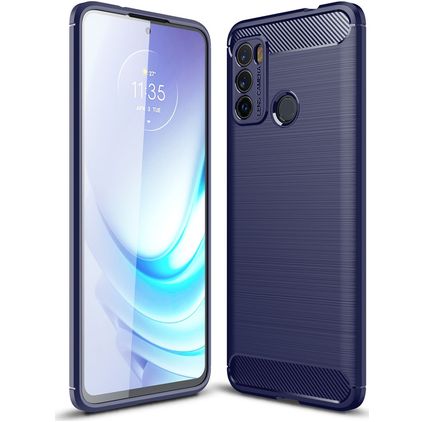 Mobigear Brushed Slim Coque Motorola Moto G60 Coque arrière en TPU Souple - Bleu