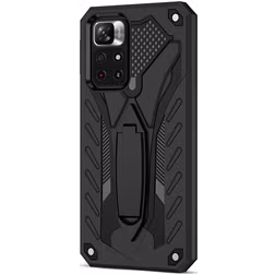 Mobigear Armor Stand Coque POCO M4 Pro 5G Coque arrière Rigide Anti-Chocs avec Support Amovible - Noir