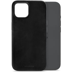 Mobilize Premium Coque iPhone 15 MagSafe Coque arrière en Cuir Véritable - Noir
