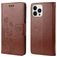 Mobigear Flowers Housse iPhone 14 Pro Max Etui Porte-Monnaie - Marron