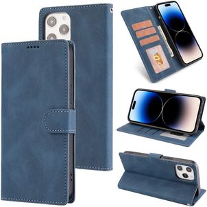 Mobigear Wallet Housse iPhone 14 Pro Max Etui Porte-Monnaie - Bleu