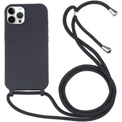 Mobigear Lanyard iPhone 16 Pro Coque avec cordon en Silicone - Noir