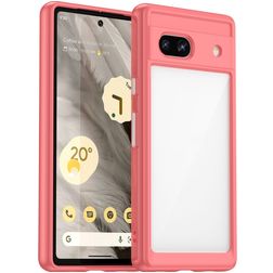 Mobigear Crystal Coque Google Pixel 7a Coque arrière Rigide - Transparent / Rouge