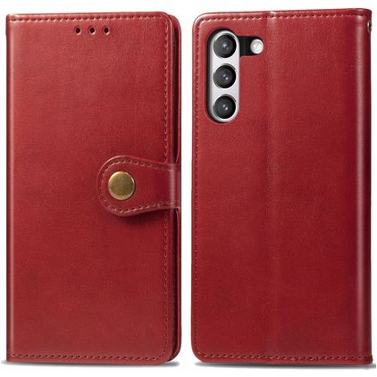 Mobigear Snap Button Housse Samsung Galaxy S21 FE Etui Porte-Monnaie - Rouge