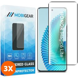 Mobigear Premium HONOR Magic 6 Lite Verre trempé Protection d'écran - Compatible Coque - Noir (Lot de 3)