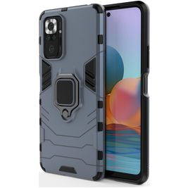 Mobigear Armor Ring Coque Xiaomi Redmi Note 10 Pro Coque arrière Rigide Anti-Chocs avec Anneau-Support - Bleu