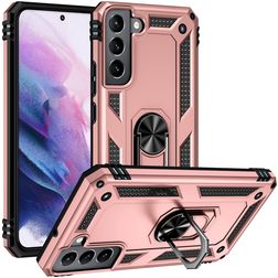 Mobigear Armor Ring Samsung Galaxy S22 Plastique rigide Coque arrière Antichoc avec bague de maintien - Rose doré