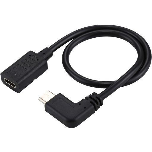 Mobigear 90 Degrees - Extension de Câble USB-C vers USB-C 0.3 mètre - Noir