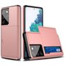 Mobigear Card Coque Samsung Galaxy S21 Ultra Coque arrière Rigide Anti-Chocs avec Porte-Cartes - Rose doré