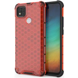 Mobigear Honeycomb Coque Xiaomi Redmi 9C Coque arrière Rigide Anti-Chocs - Rouge