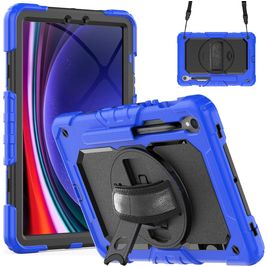 Mobigear SureGrip Xtreme Coque Samsung Galaxy Tab S9 Coque arrière en Plastique rigide,Silicone + Porte-crayon + Bandoulière + Support Amovible - Dark Blue Mobigear SureGrip Xtreme Coque Samsung Galaxy Tab S9 Coque arrière en Plastique rigide,Silicone + Porte-crayon + Bandoulière + Support Amovible - Dark Blue