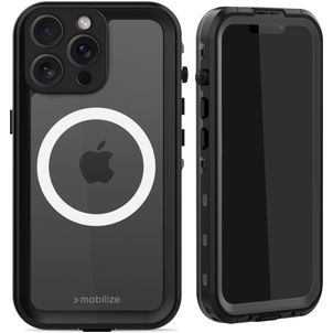 Mobilize Waterproof Coque iPhone 15 Pro Max MagSafe Coque arrière Imperméable Rigide - Noir
