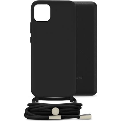 Mobilize Lanyard Gelly Samsung Galaxy A03 Coque avec cordon en TPU Souple - Noir